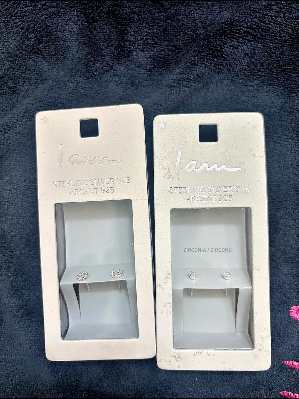 I am Sterling Silver 925 Zirconia Stud Earrings Bundle of 2 Cubic Zirconia Stud